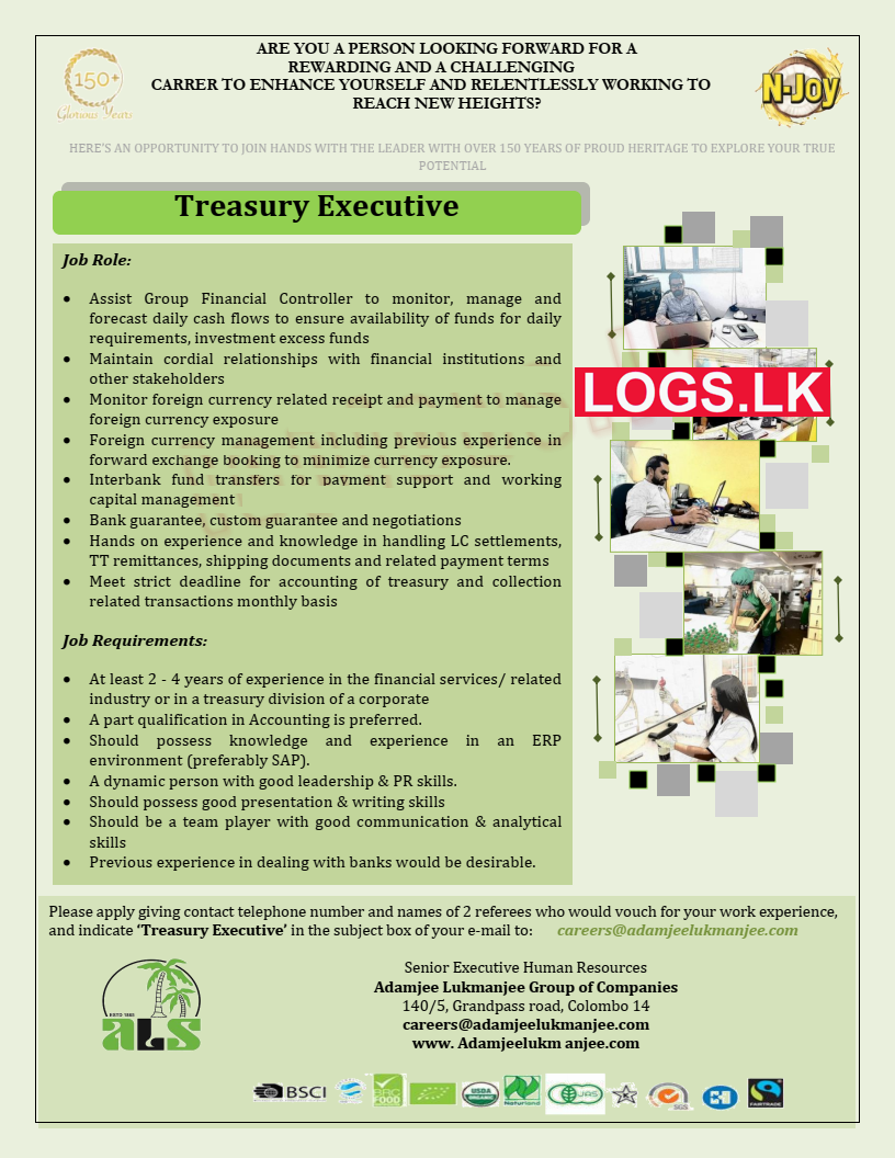 Treasury Executive Job Vacancy at Adamjee Lukmanjee Group Job Vacancies