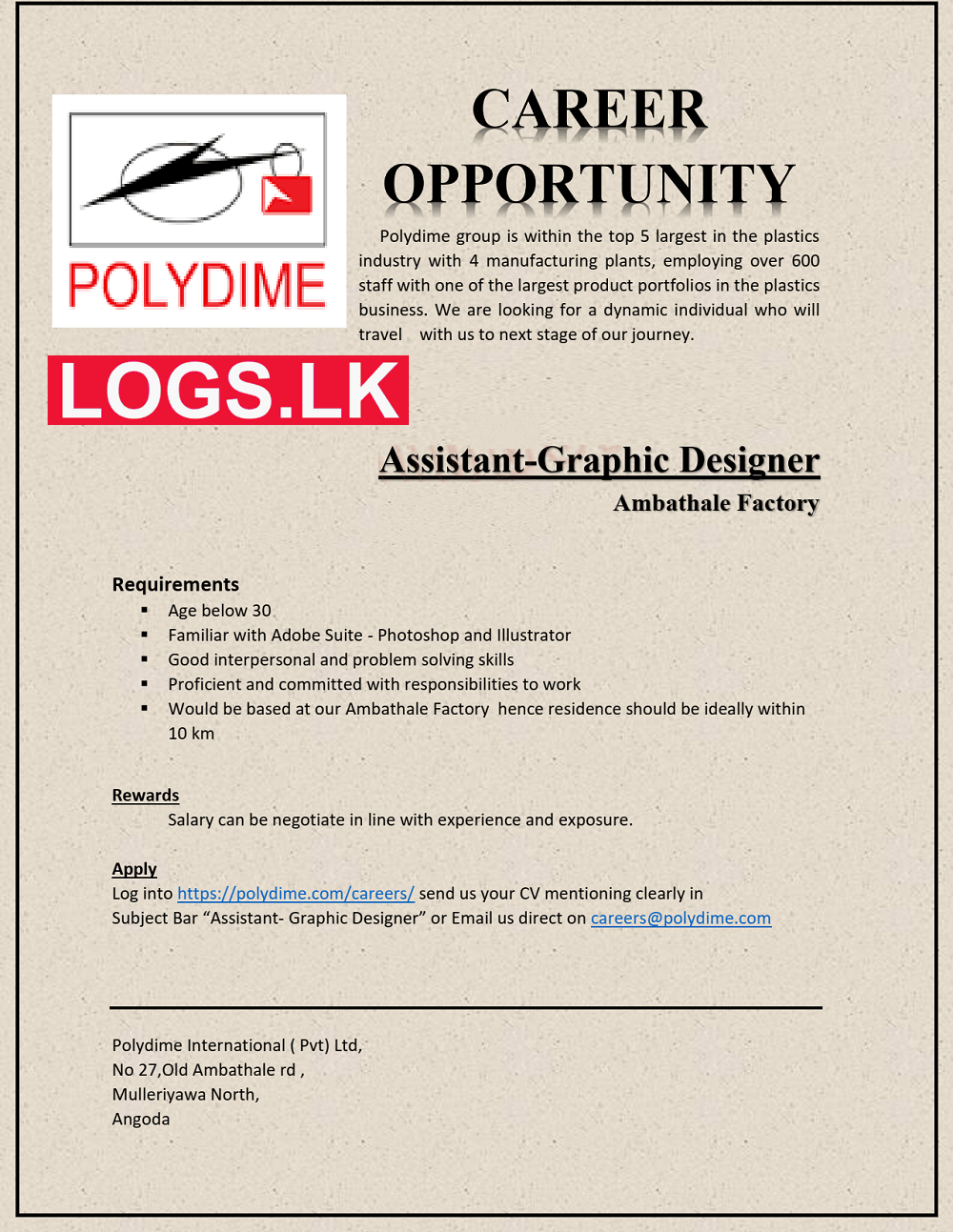 Graphic Designer Job Vacancy at Polydime International (Pvt) Ltd Jobs Application
