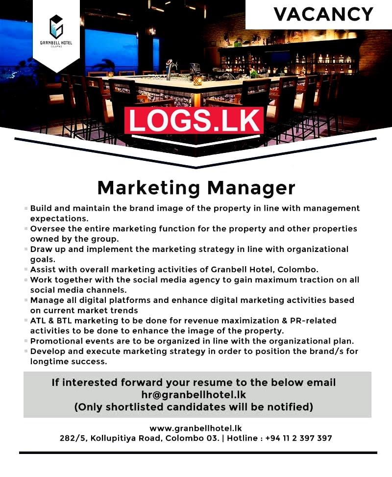 Marketing Manager Job Vacancy at Granbell Hotel Colombo Job Vacancies in Sri Lanka