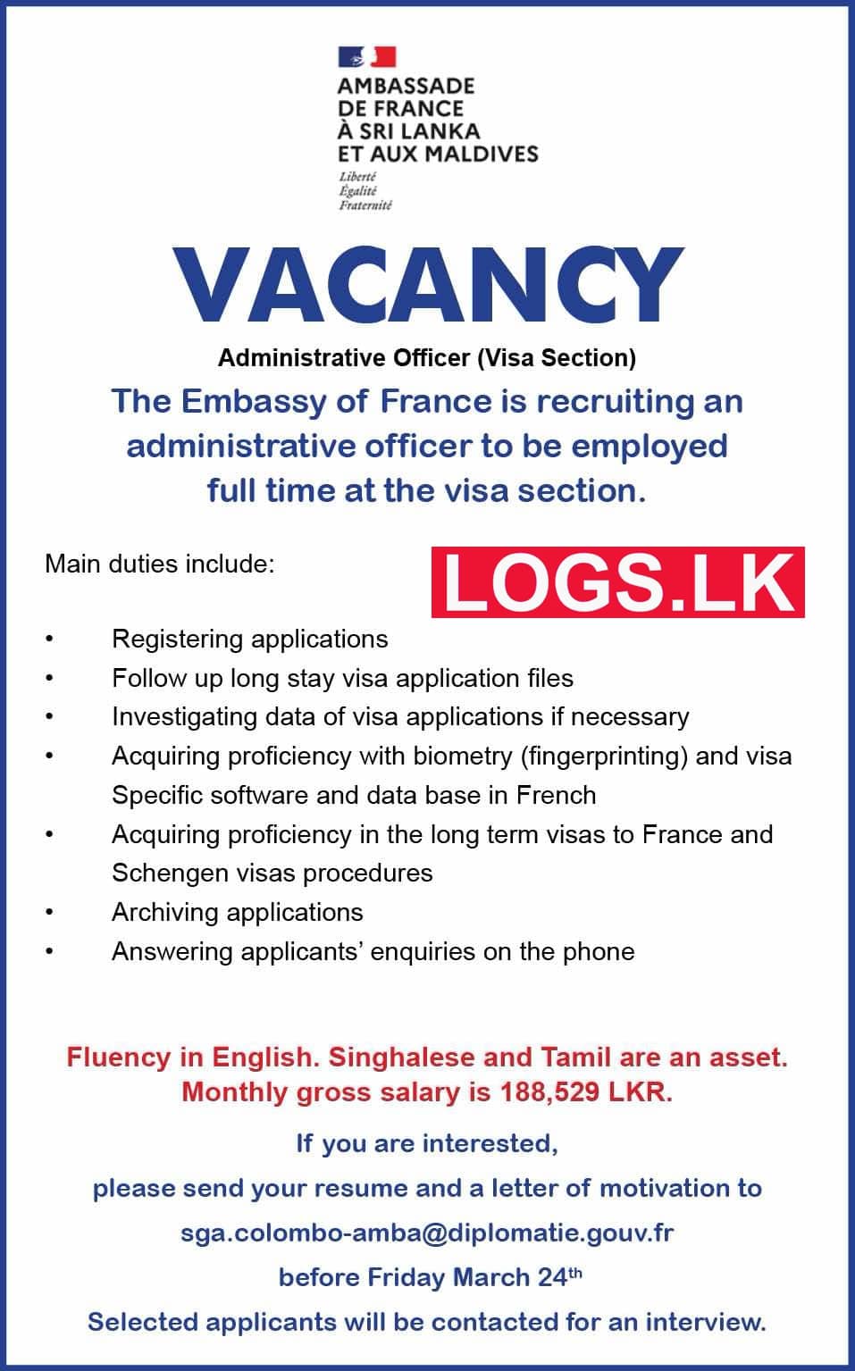 Administrative Officer - Embassy of France Job Vacancies 2023 Job Vacancies Application