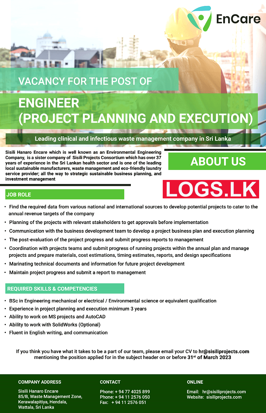 Engineer Job Vacancy at Sisili Hanaro Encare (Pvt) Ltd Job Vacancies