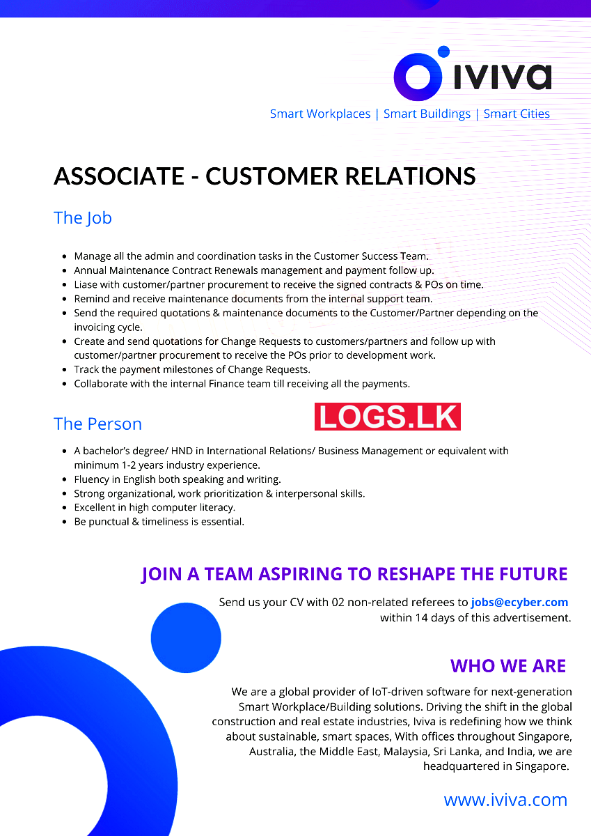 Customer Relation Associate Job Vacancy at Iviva Application, Details Download