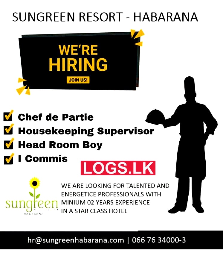 Hotel Job Vacancies at Sungreen Resort & Spa Jobs in Sri Lanka