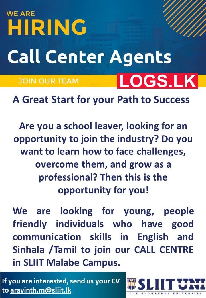 Call Center Agent Vacancies 2023 in SLIIT Sri Lanka Job Vacancy 2023 Application Form Download