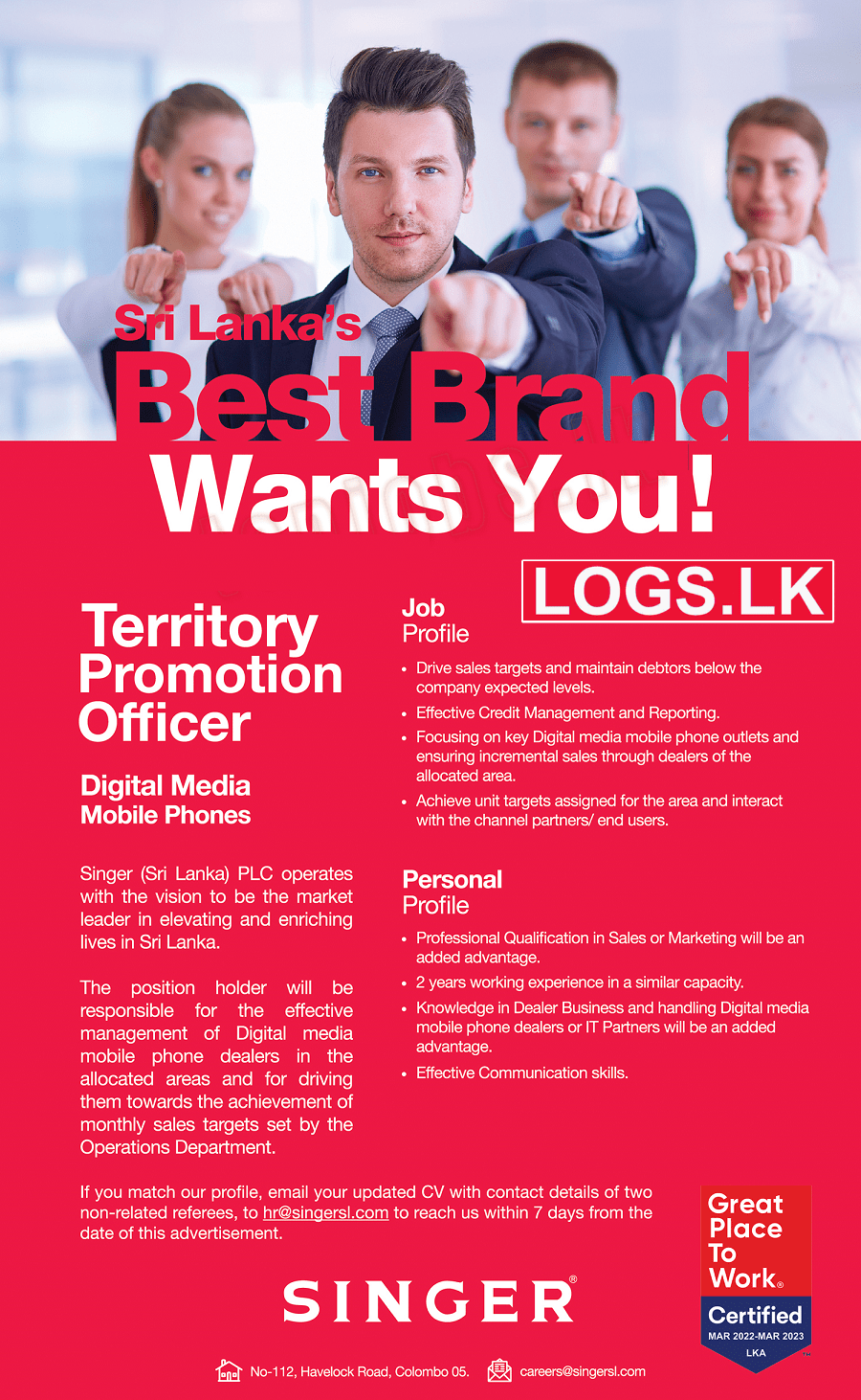 Territory Promotion Officer - Singer Job Vacancies 2023 Application Form, Details Download