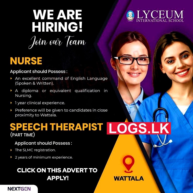 Nurse / Speech Therapist - Lyceum International School Vacancies Application Form Download