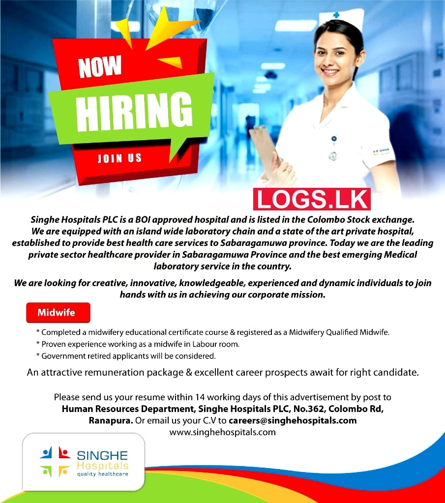 Midwife Vacancies 2023 in Singhe Hospitals PLC Job Vacancies Application Form, Details Download