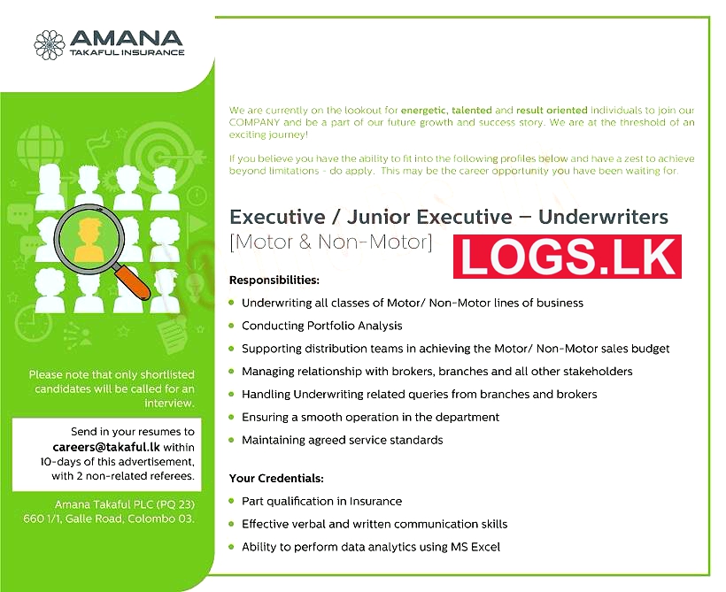 Executive / Junior Executive - Amana Takaful Vacancies 2023 Application Form, Details Download