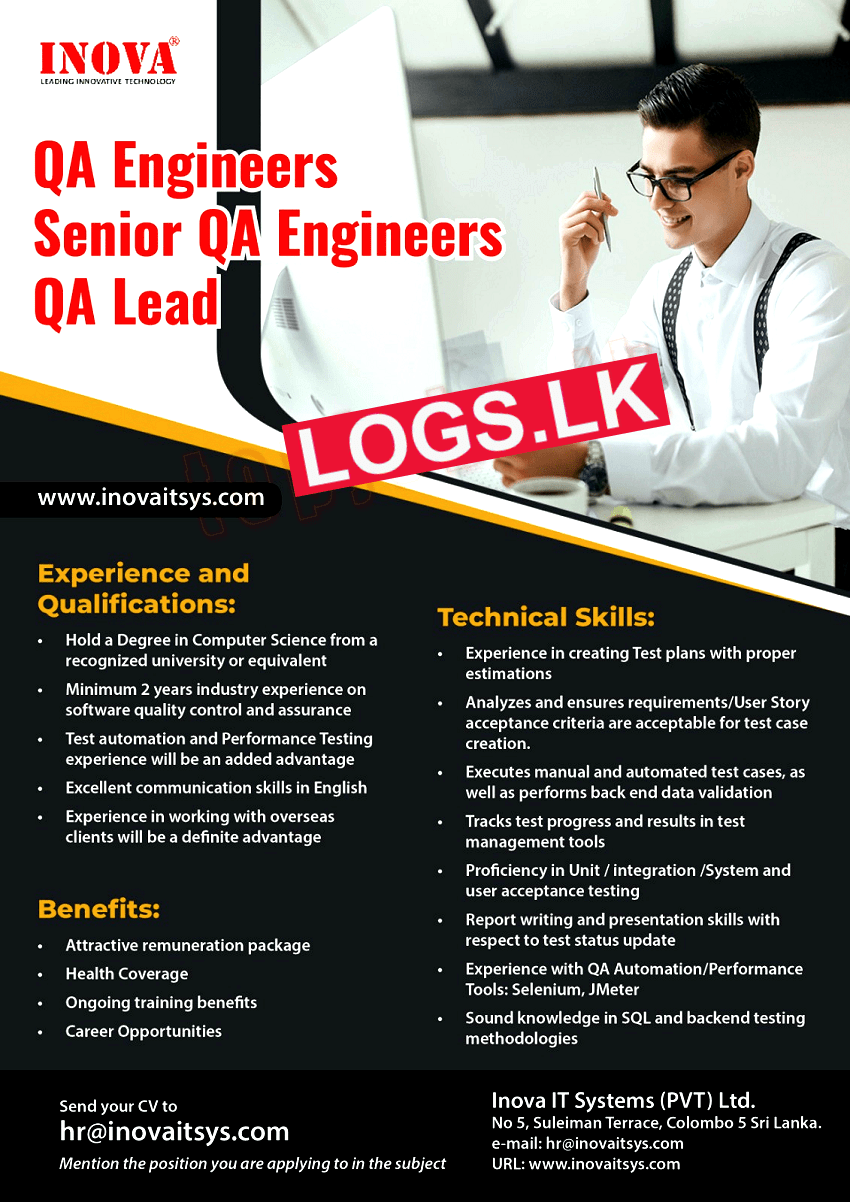 QA Engineers / QA Lead Vacancies 2023 in Inova IT Systems Application, Details Download
