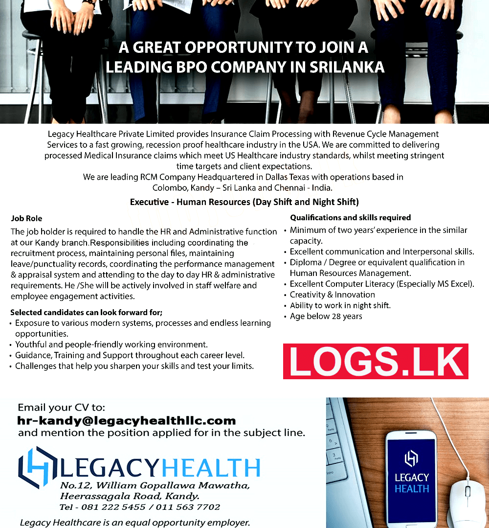 HR Executive - Legacy Health Care Vacancies 2023 Application Form, Details Download