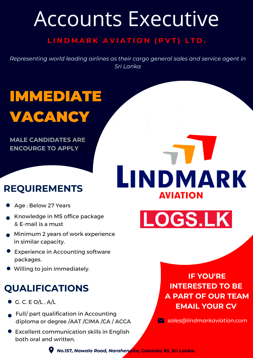 Accounts Executive Job Vacancy at Lindmark Aviation (Pvt) Ltd Job Vacancies Application