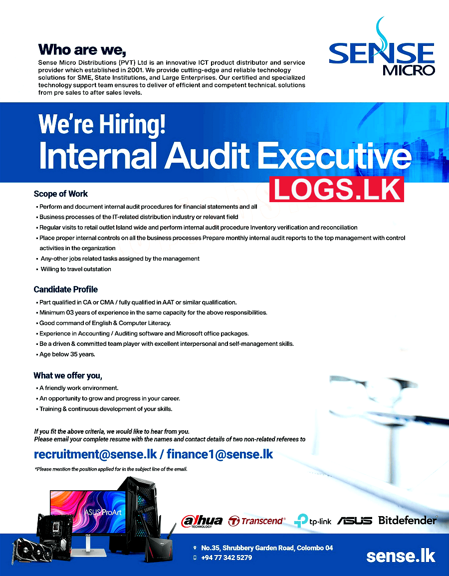 Internal Audit Executive Vacancy at Sense Micro Distributions (Pvt) Ltd Job Vacancies