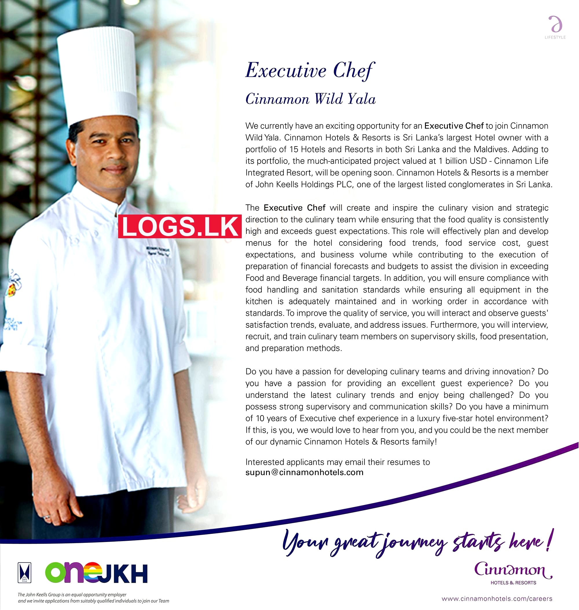 Executives Chef Job Vacancy at Cinnamon Hotel Management Ltd Job Vacancies
