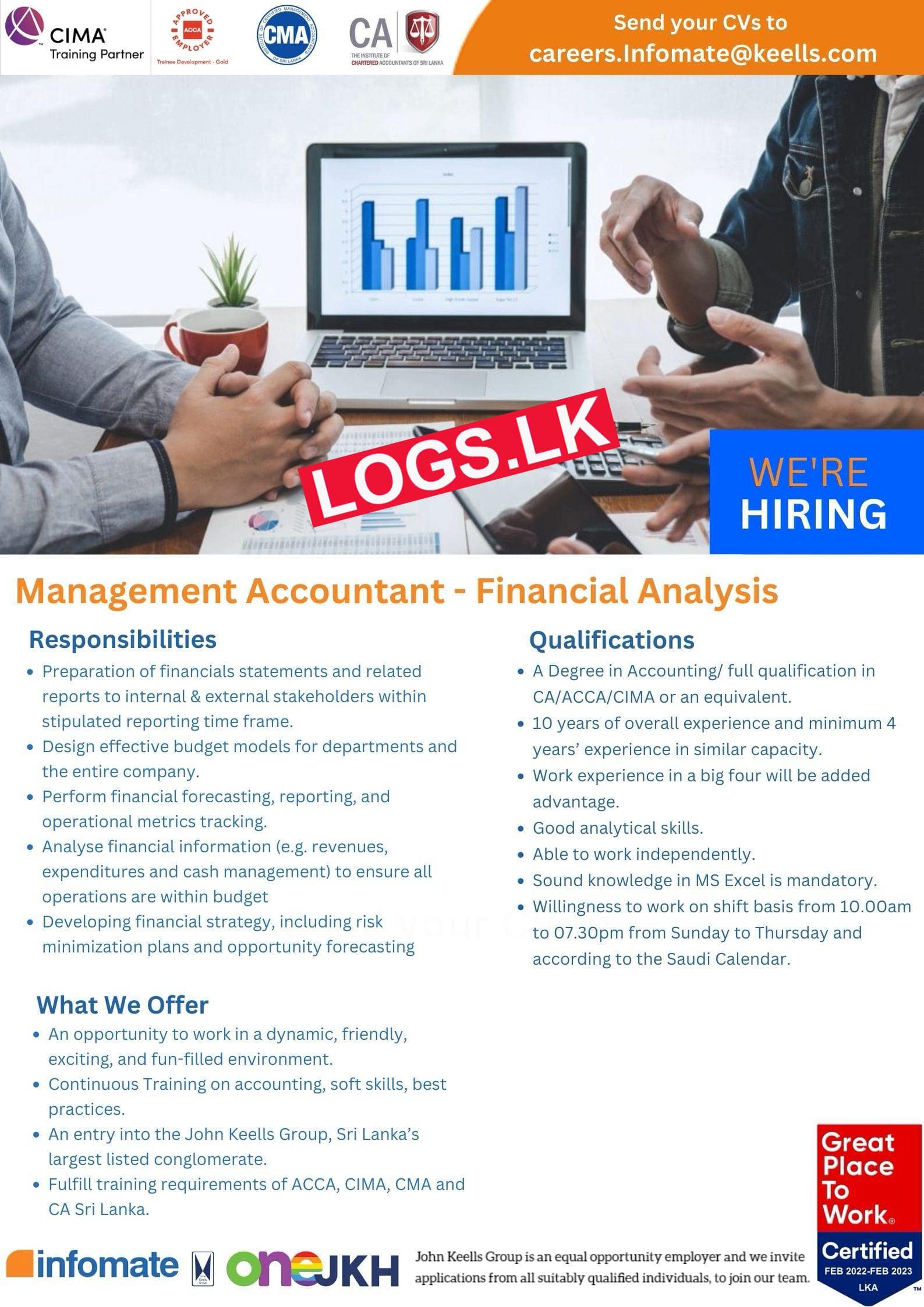 Management Accountant Job Vacancy in Infomate (Pvt) Ltd Jobs