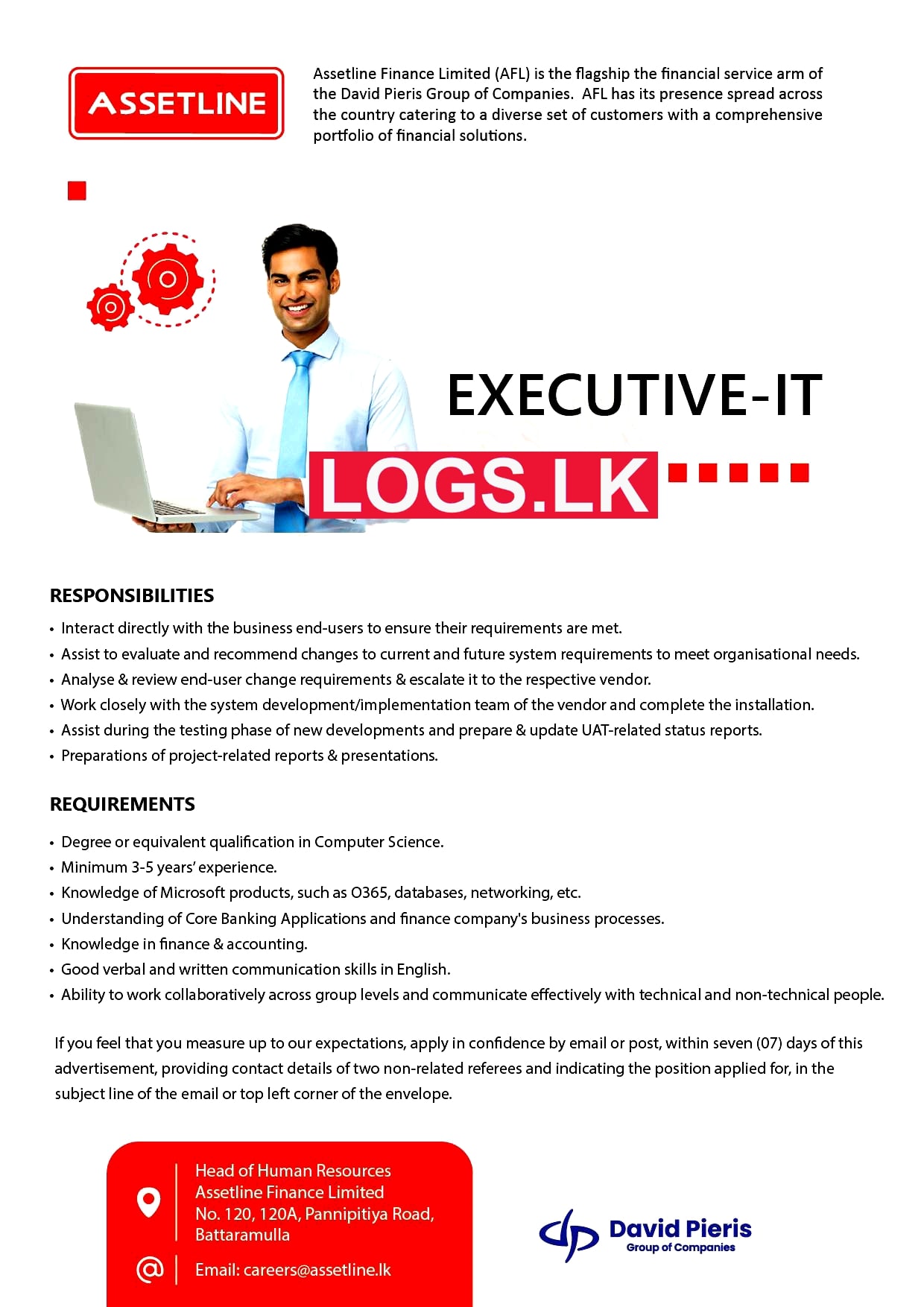IT Executive Job Vacancy at DPMC Assetline Holdings Job Vacancies in Sri Lanka