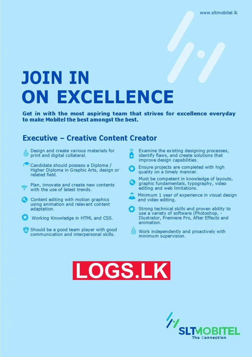 Executive - Creative Content Creator Job Vacancy at SLTMobitel Job Vacancies
