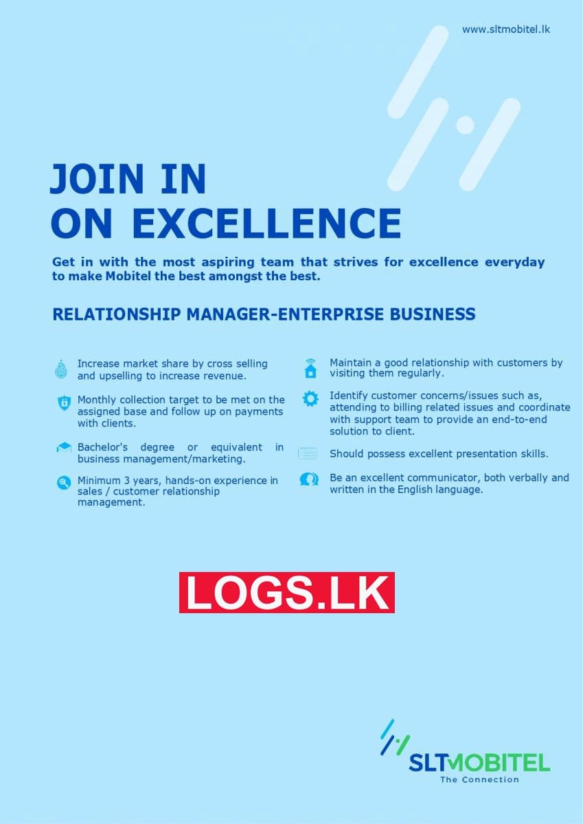 Relationship Manager - Enterprise Business Vacancy at SLTMobitel Job Vacancies