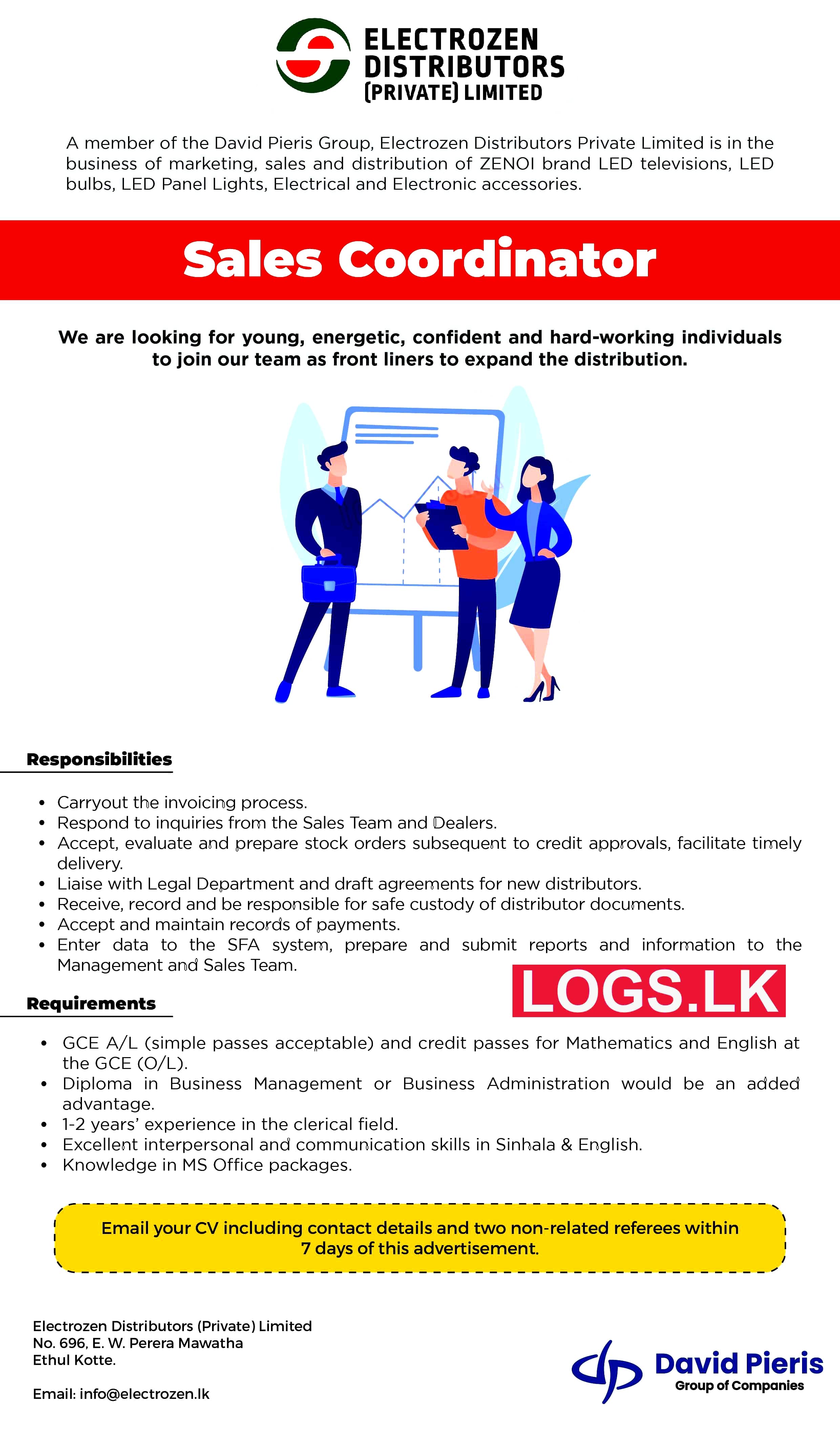 Sales Coordinator Job Vacancy at David Pieris Motor Company Job Vacancies in Sri Lanka