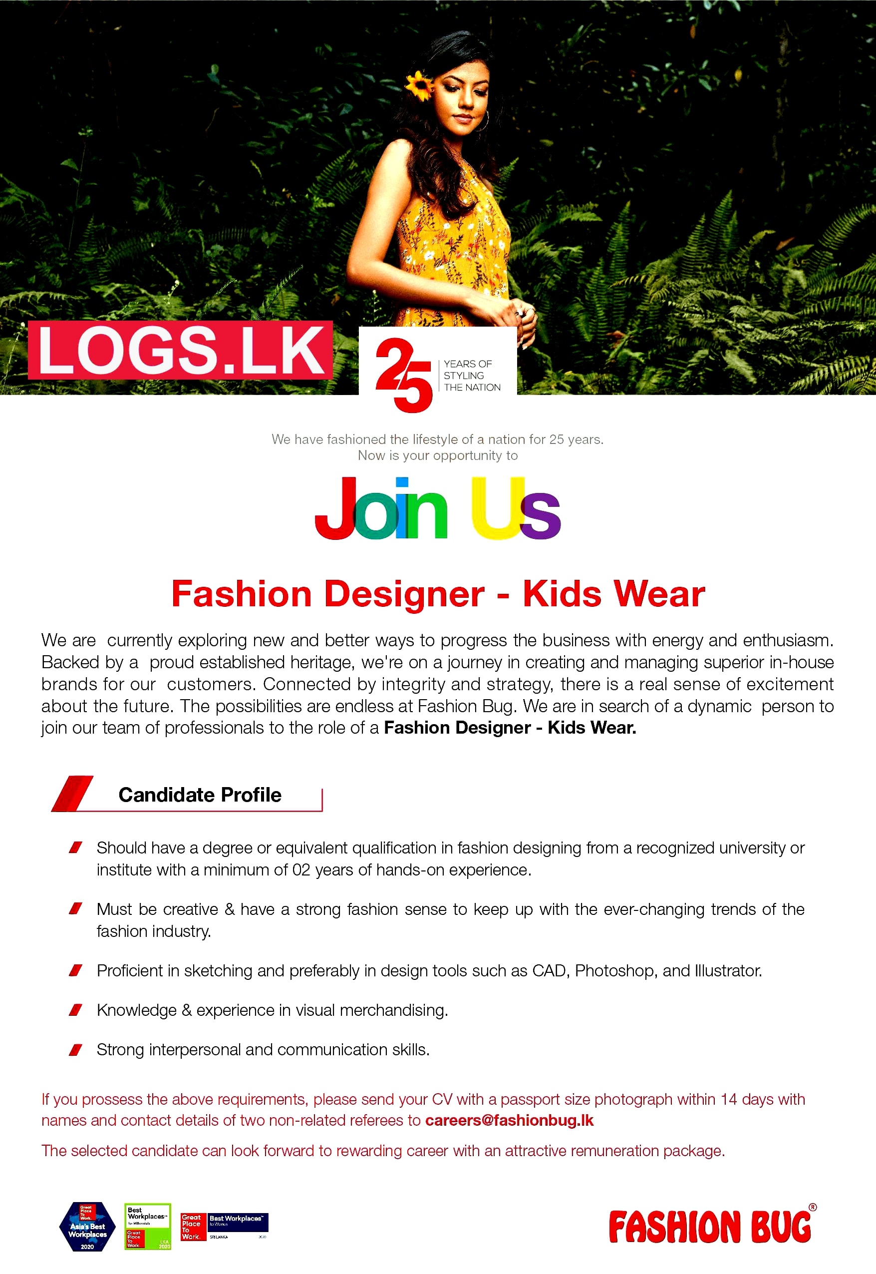 Fashion Designer (Kid's wear) Job Vacancy at Fashion Bug (Pvt) Ltd Sri Lanka Job Vacancies