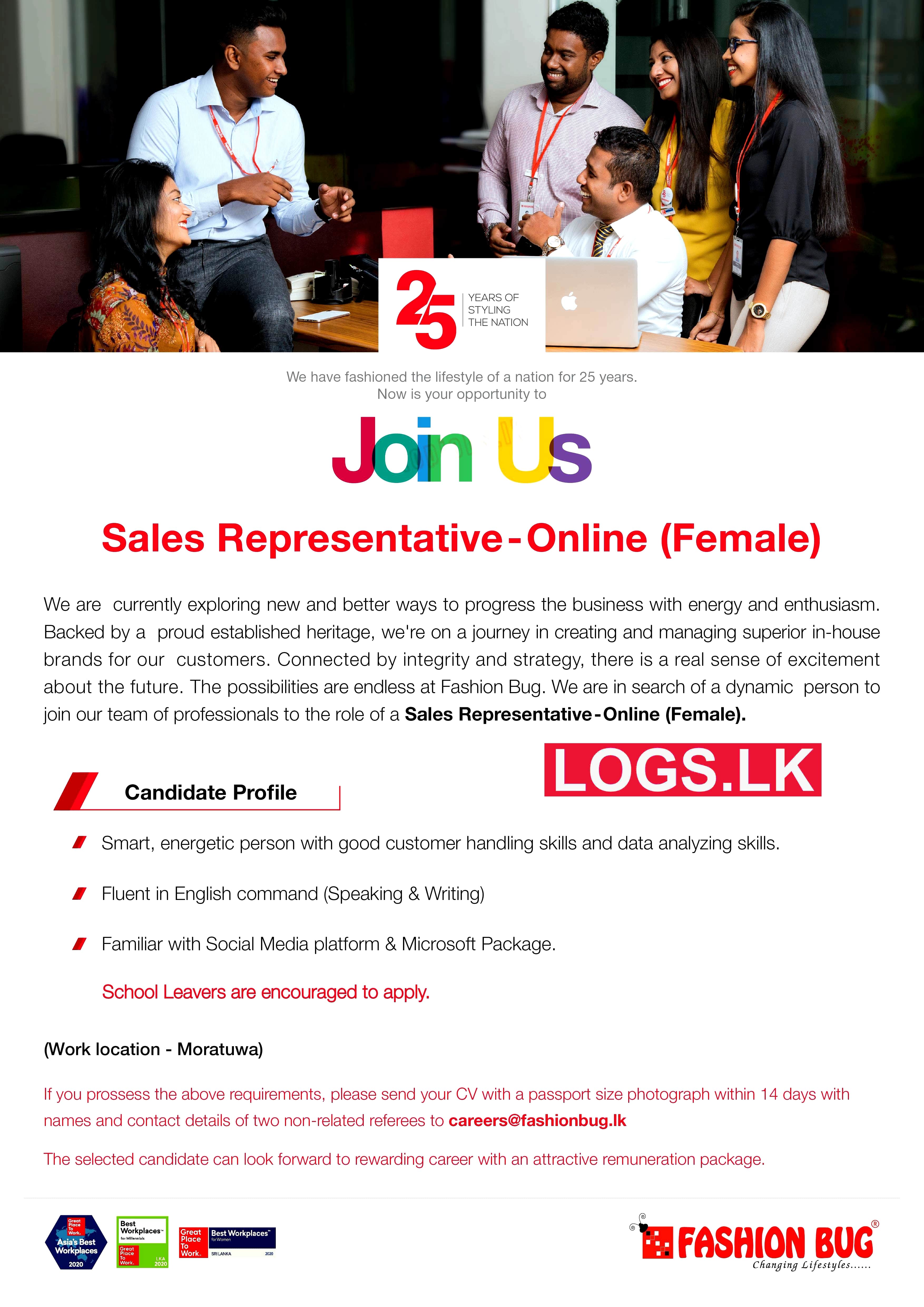 Online Sales Representative (Female) Job Vacancy at Fashion Bug (Pvt) Ltd Job Vacancies