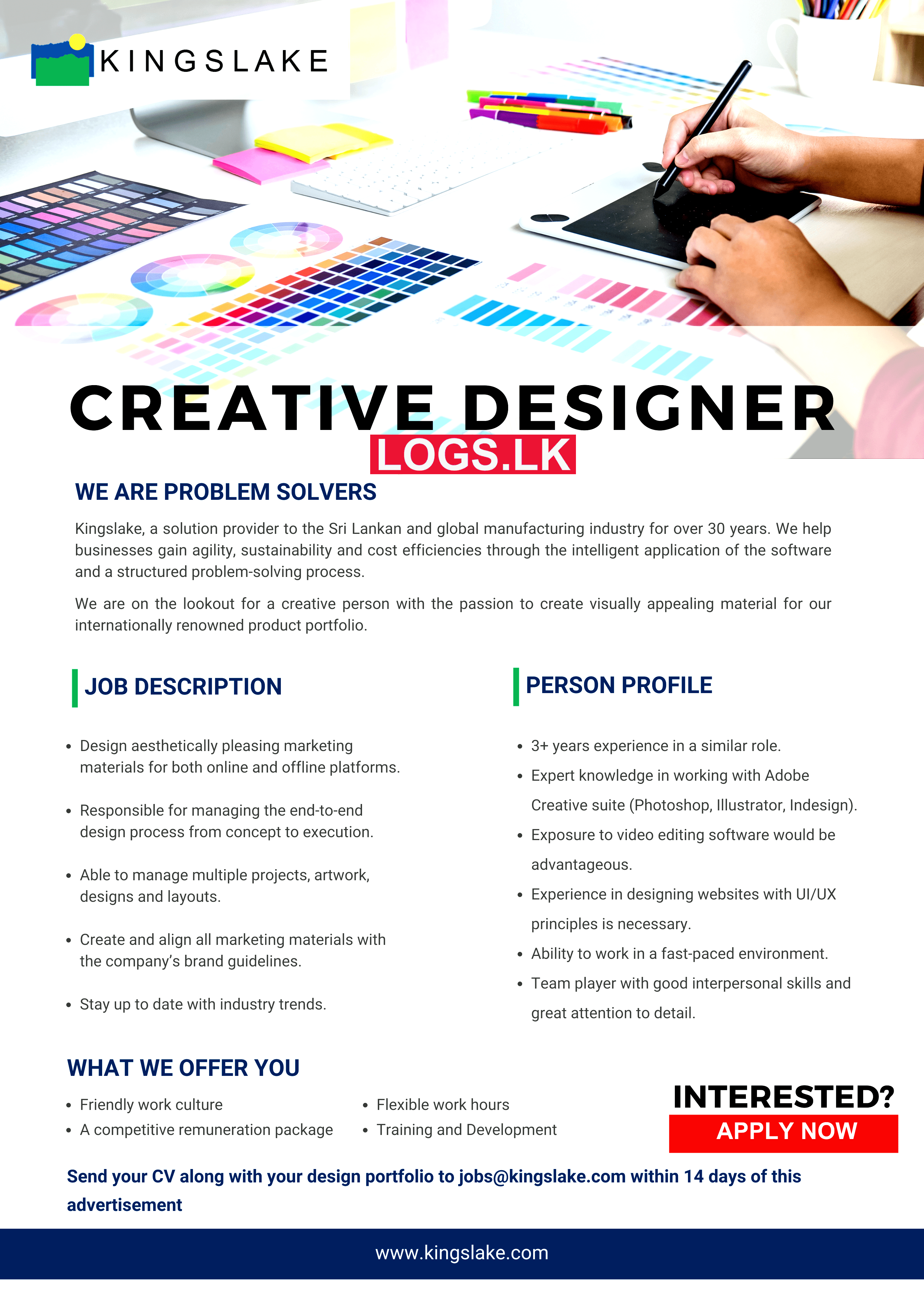 Creative Designer Job Vacancy at Kingslake Sri Lanka Job Vacancies