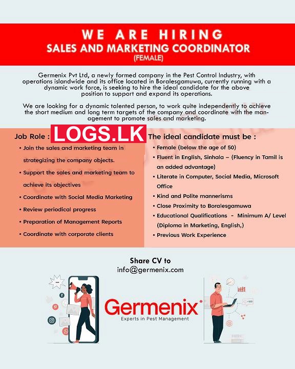 Sales & Marketing Coordinator Vacancy at Germinix (Pvt) Ltd Job Vacancies