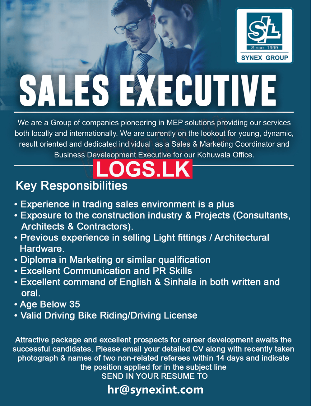 Sales Executive Job Vacancy at Synex International (Pvt) Ltd Job Vacancies