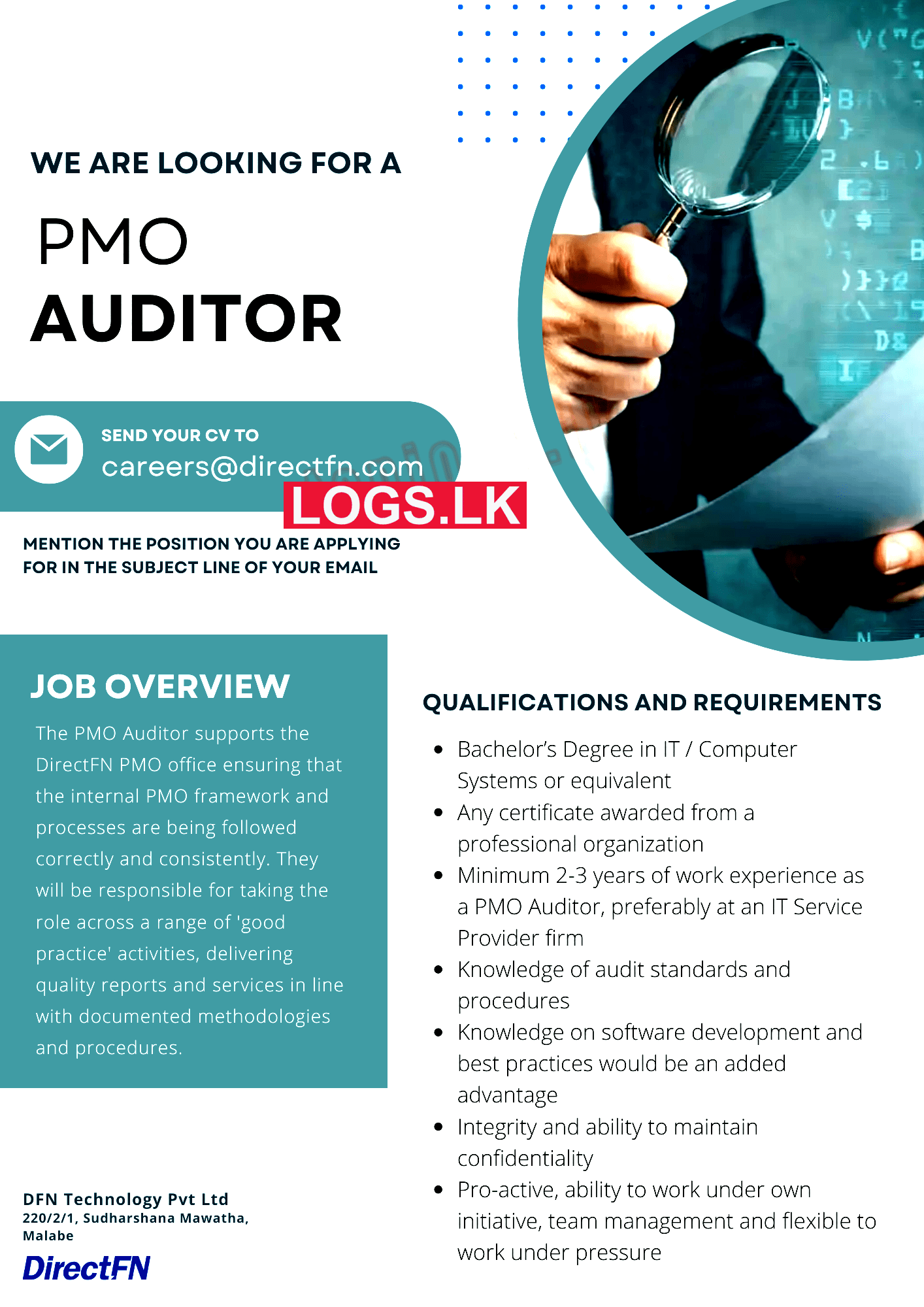 PMO Auditor Job Vacancy at DFN Technology (Pvt) Ltd Job Vacancies