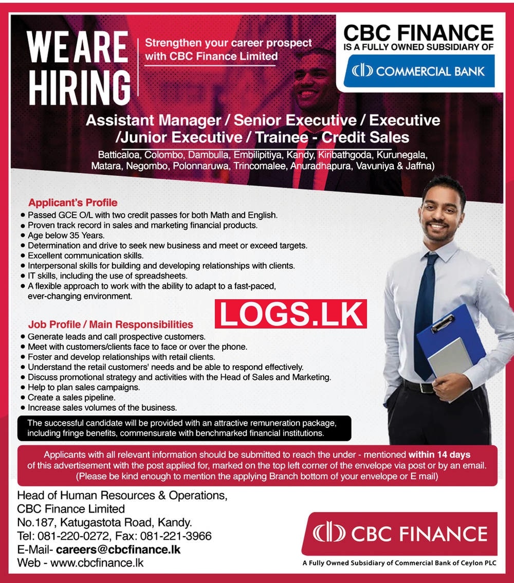 Assistant Manager / Executive / Trainee Vacancies at CBC Finance Job Vacancies