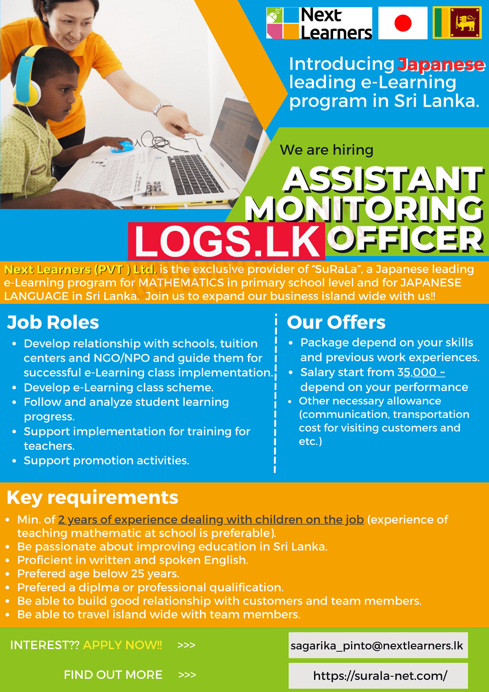 Assistant Monitoring Officer Job Vacancy at Next Learners (Pvt) Ltd Job Vacancies