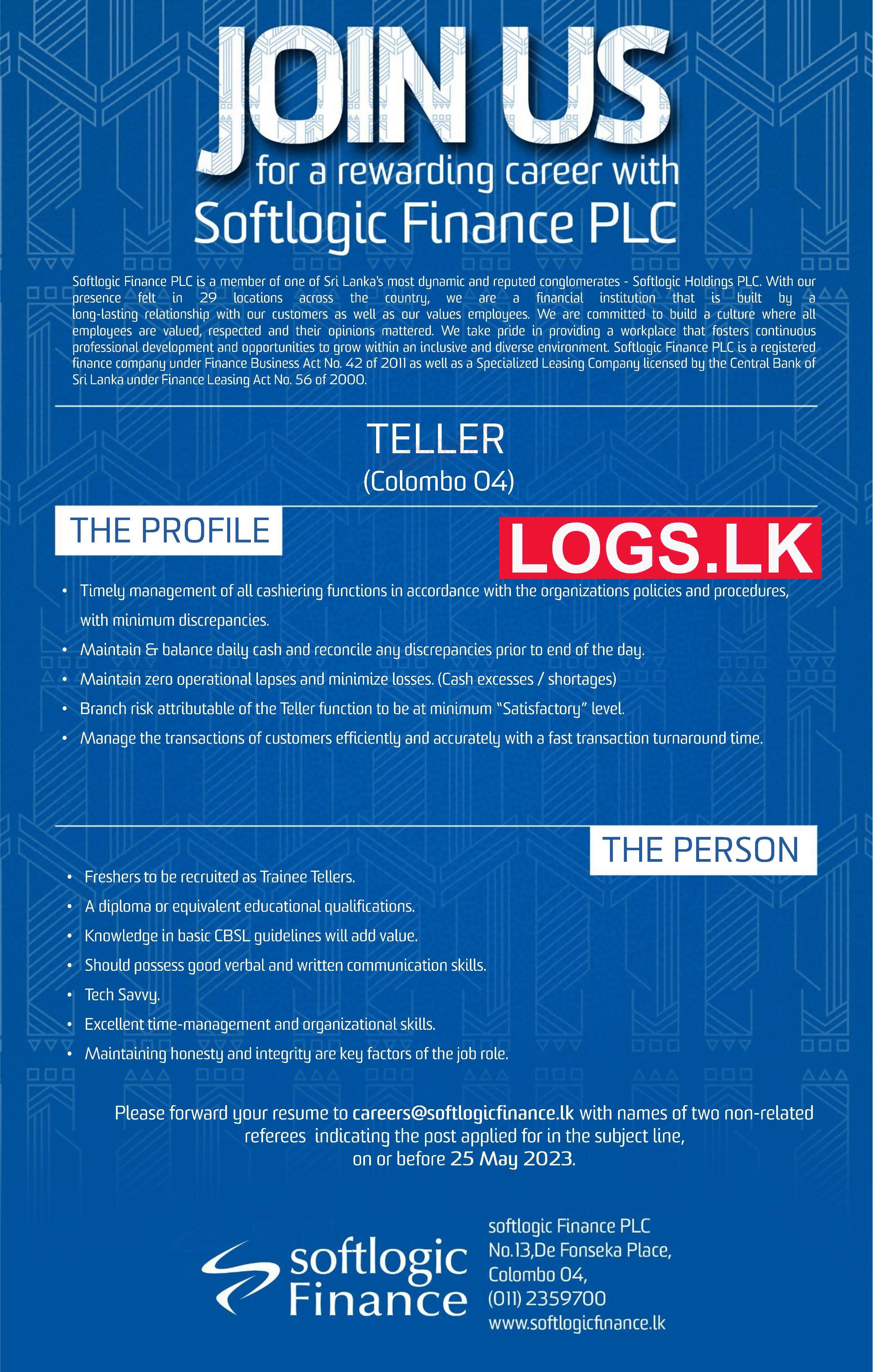 Teller Job Vacancy at Softlogic Finance Company Job Vacancies