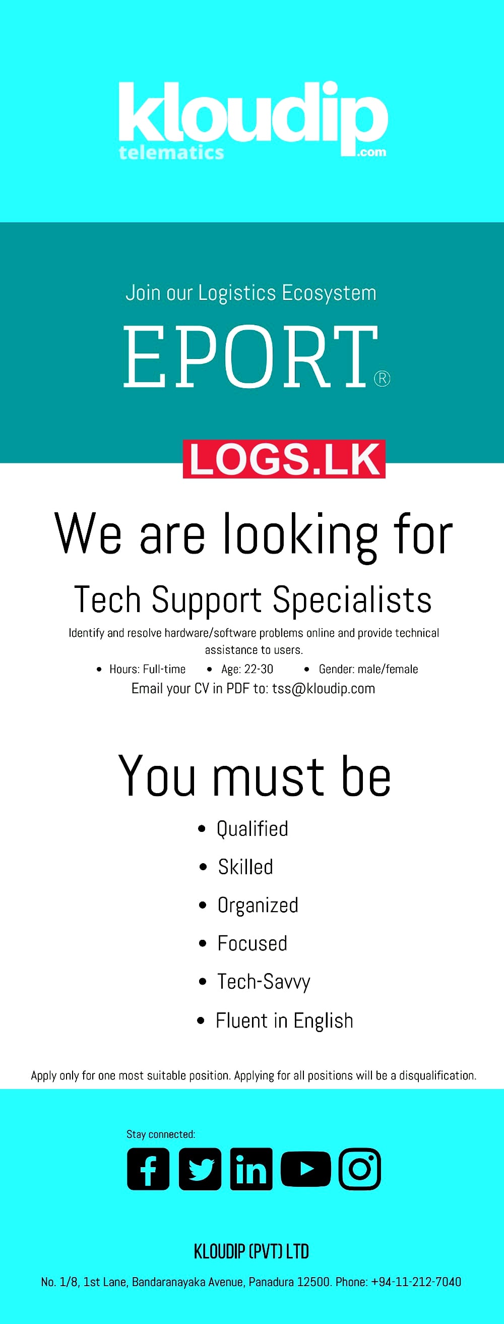 Tech Support Specialists Job Vacancies at Kloudip (Pvt) Ltd Job Vacancies