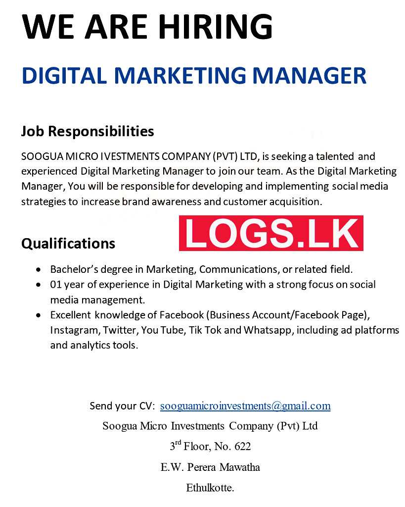 Digital Marketing Manager Vacancy at Soogua Micro Investments Company Job Vacancies
