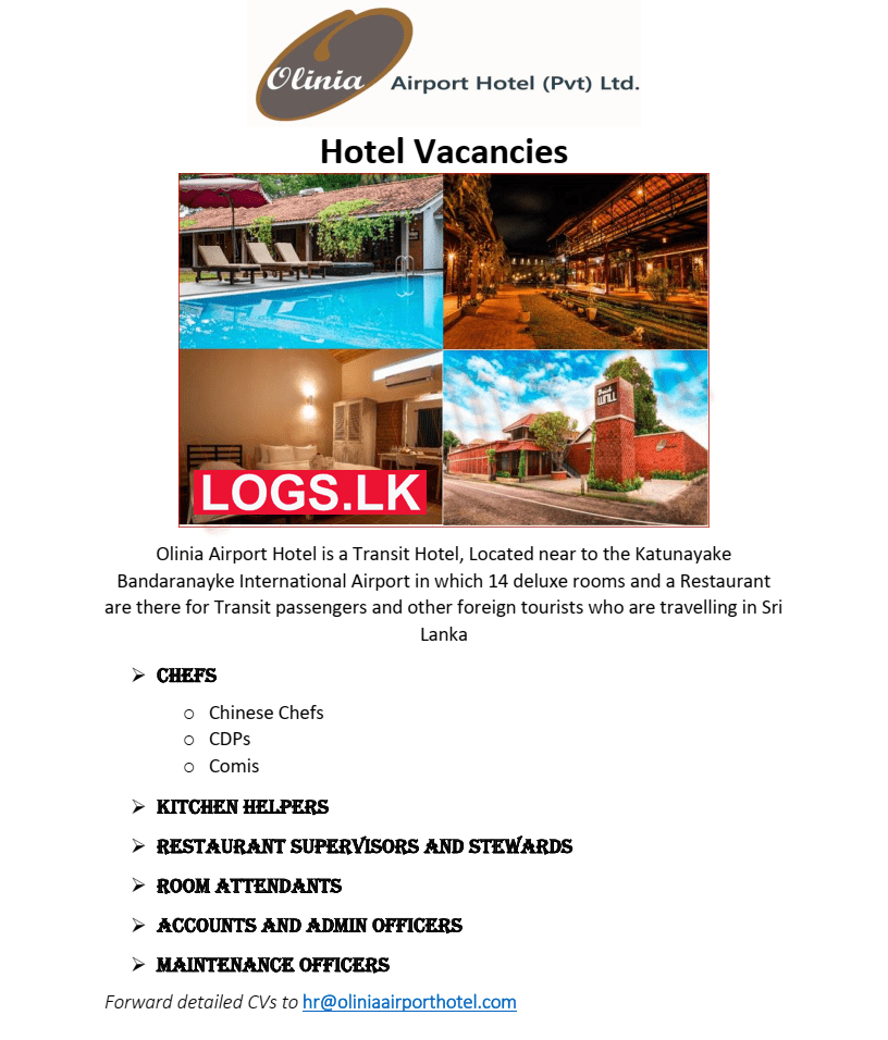 Hotel Job Vacancies at Olinia Airport Hotel (Pvt) Ltd Sri Lanka