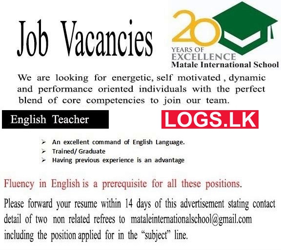 English Teachers Job Vacancies at Matale International School Job Vacancies