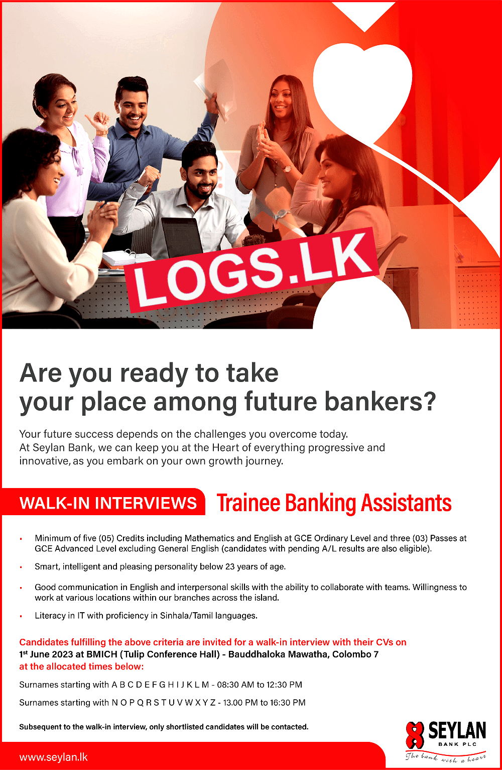Trainee Banking Assistants Vacancies interview at Seylan Bank Job Vacancies Application