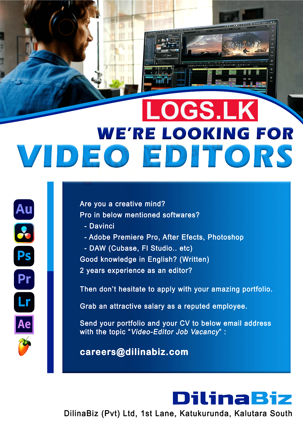 Video Editors Job Vacancies at DilinaBiz (Pvt) Ltd Job Vacancies