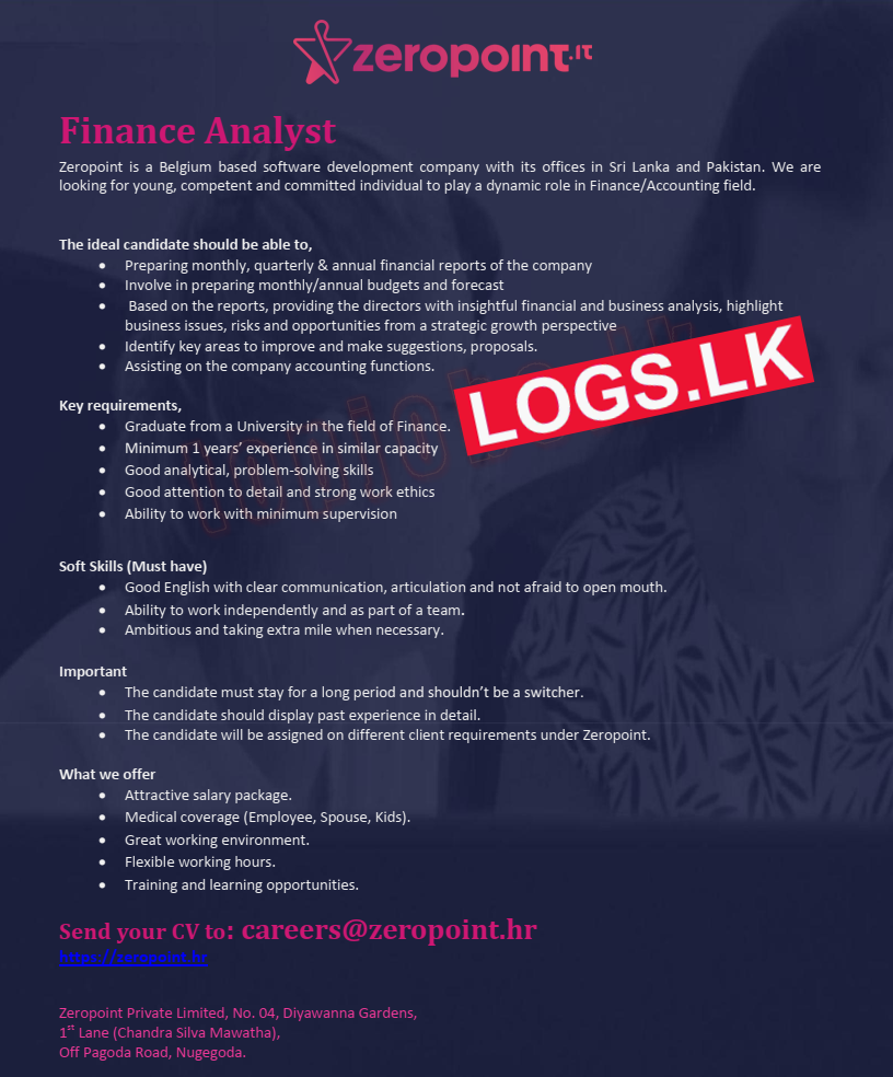 Finance Analyst Job Vacancy at Zeropoint (Pvt) Ltd Job Vacancies