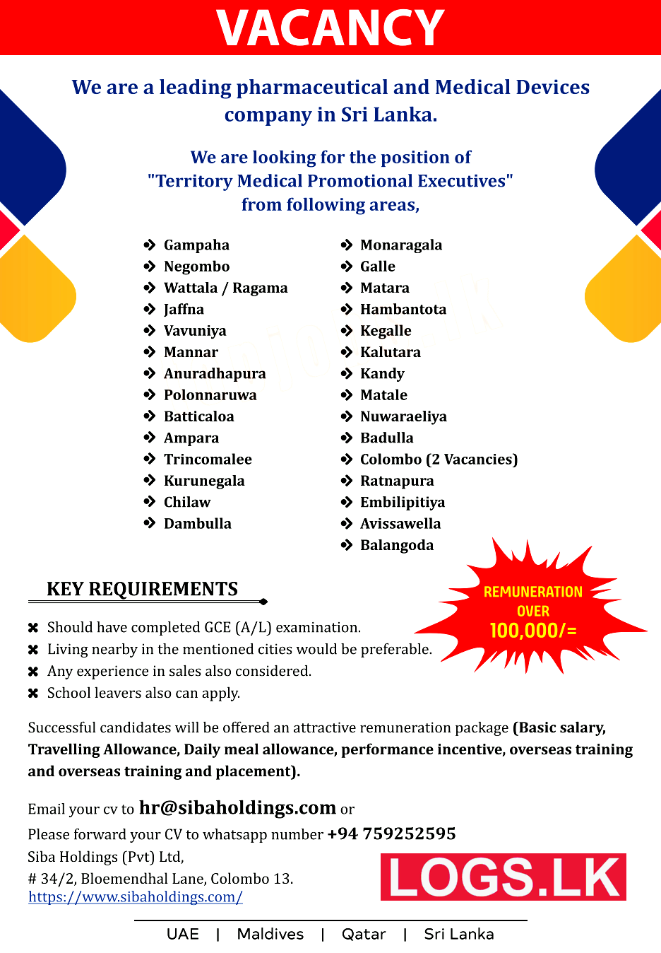 Territory Medical Promotional Executives Jobs at Siba Holdings Job Vacancies