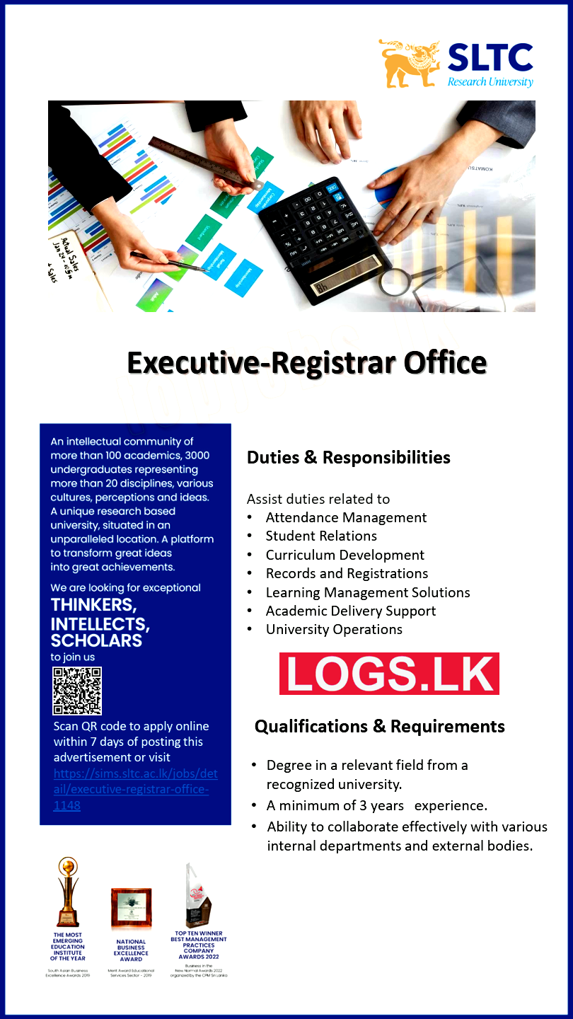Executive (Registrar Office) - SLTC Research University Vacancies 2023 Application, Details Download