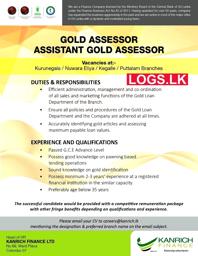 Gold Assessors Job Vacancies at Kanrich Finance Company Job Vacancy Application