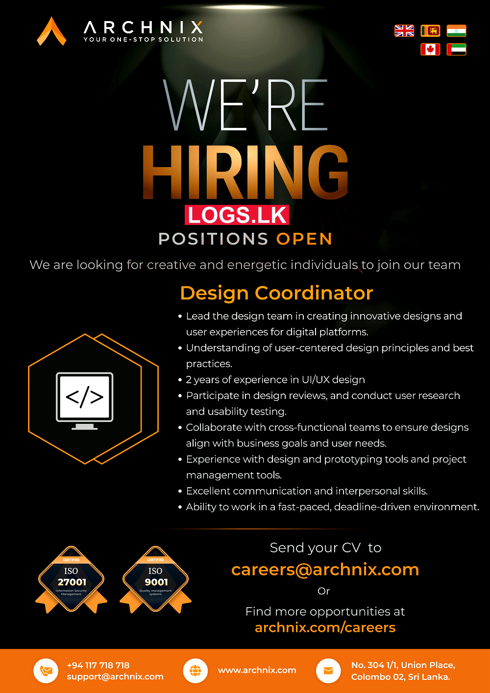 Design Coordinator Job Vacancy at Archnix (Pvt) Ltd Job Vacancies
