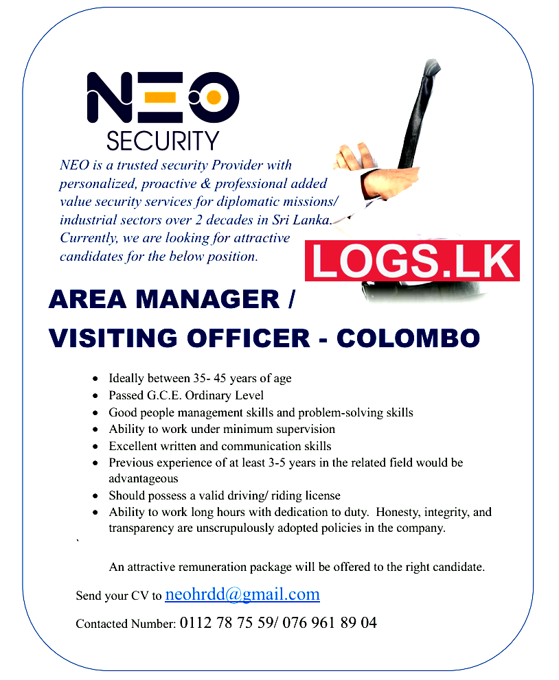 Area Manager / Visiting Officer Vacancies at NEO Security Company Job Vacancies
