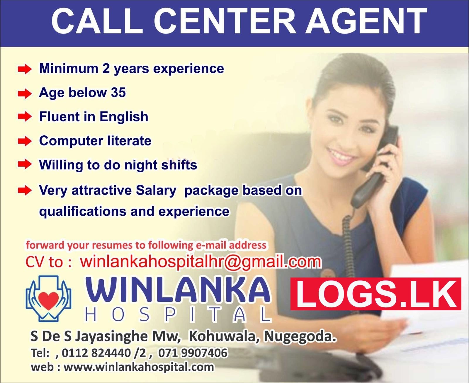 Call Center Agent Job Vacancy at Winlanka Hospital Sri Lanka Job Vacancies