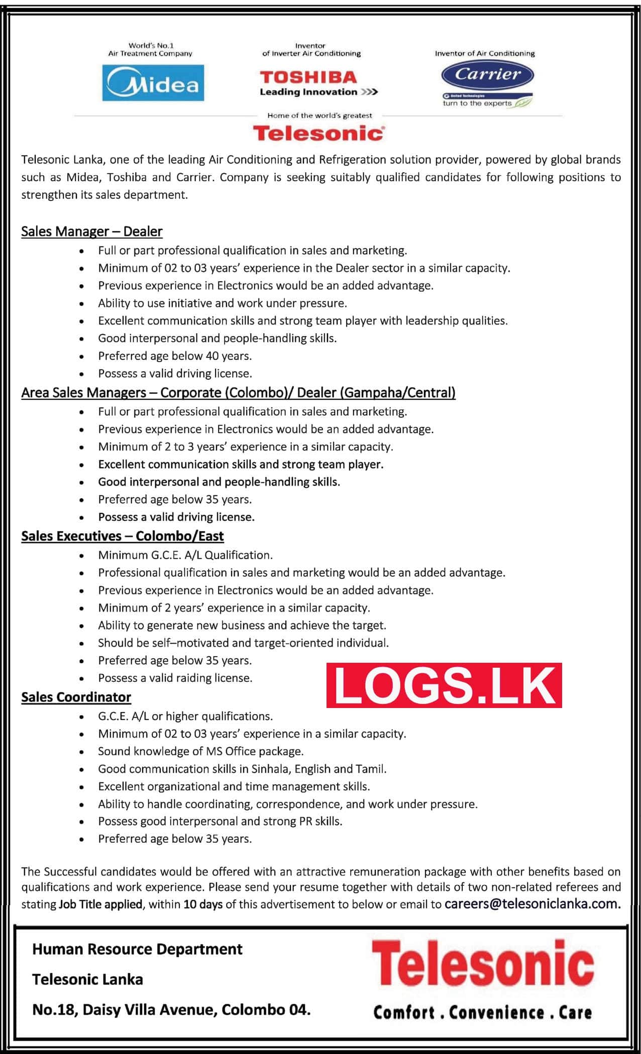 Telesonic Company Job Vacancies 2023 in Sri Lanka Application, Details Download