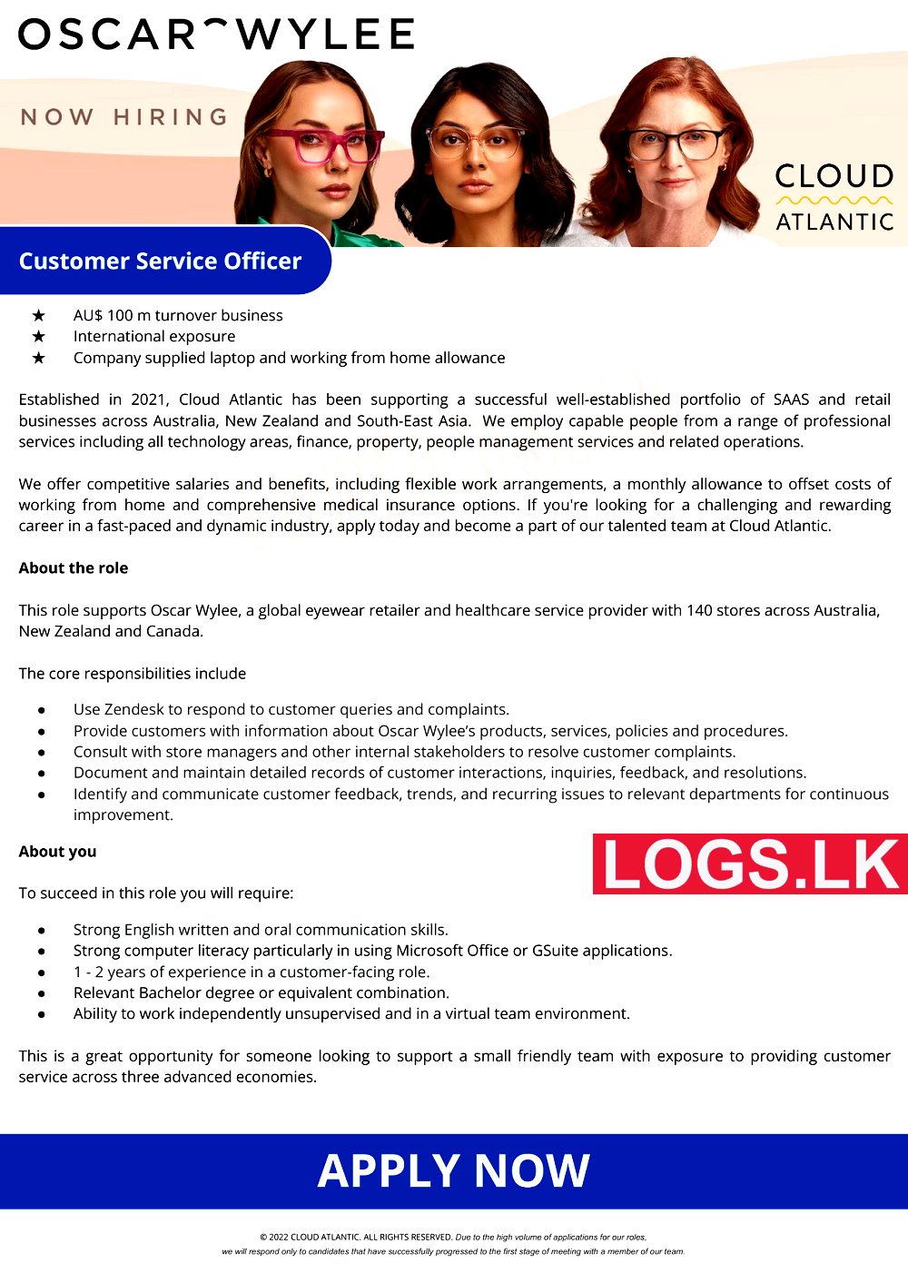 Customer Service Officer Vacancy at Cloud Atlantic (Pvt) Ltd Job Vacancies