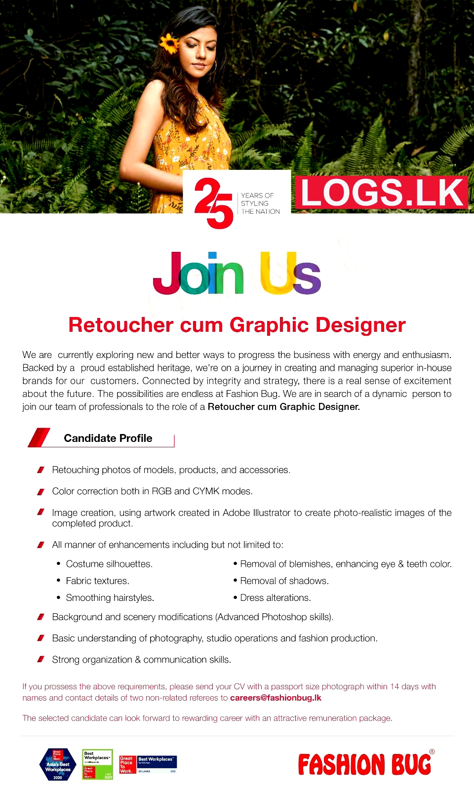 Retoucher Job Vacancy at Fashion Bug (Pvt) Ltd Company Job Vacancies in Sri Lanka