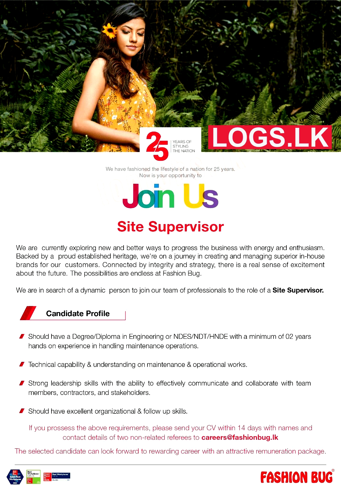 Site Supervisor Job Vacancy at Fashion Bug (Pvt) Ltd Job Vacancies in Sri Lanka