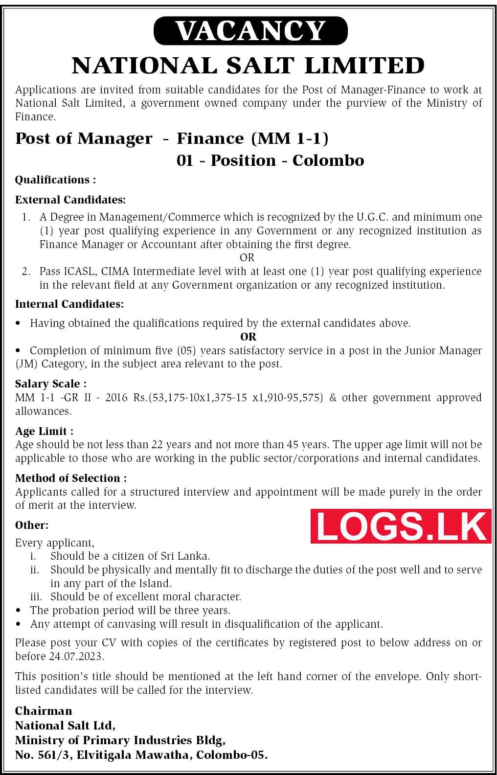 Finance Manager - National Salt Limited Job Vacancies 2023 Application Form, Details Download