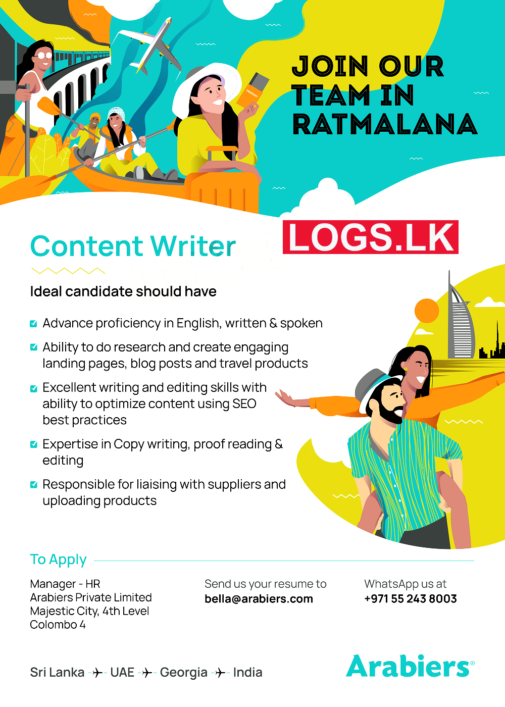 Content Writer Job Vacancy Arabiers (Pvt) Ltd Job Vacancies in Sri Lanka